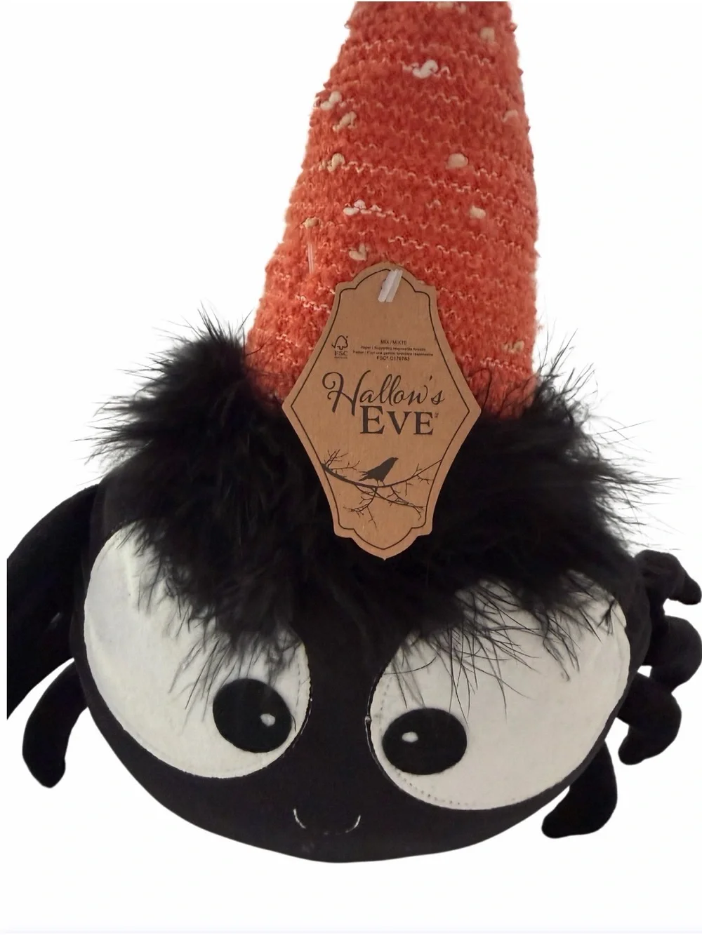 Plush Halloween Spider Hat Toy - Orange Hat NWT